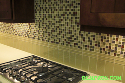 mosaic and glass tile kitchen backsplash