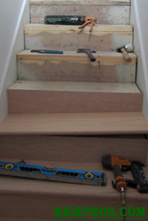 hardwood floor installation on stairs